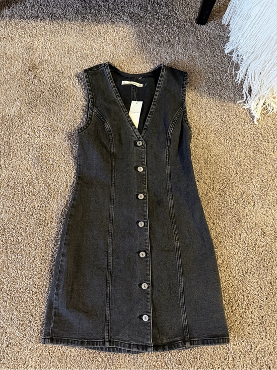 Abercrombie & Fitch Dresses & Skirts - Abercrombie & Fitch Black Sleeveless Button-Front Denim Dress